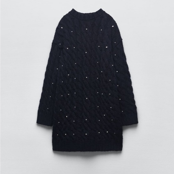 Women Zara Sparkly Cable Knit Sweater Size Small - Picture 4 of 7